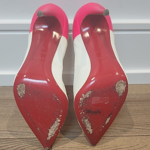 Christian Louboutin Pink and White Stiletto Heels - Size 37/ US7 - Picture 2 of 3